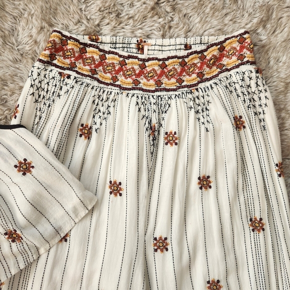 Free People Grasslands Embroidered Harem Pant Set Ivory Women's Size Large‎ - Picture 4 of 14